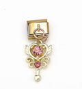 Diamond Pink Heart Key on Gold